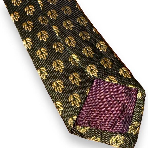 Polo Ralph Lauren Green Leaf Motif Handmade in USA Silk Tie - Picture 5 of 5